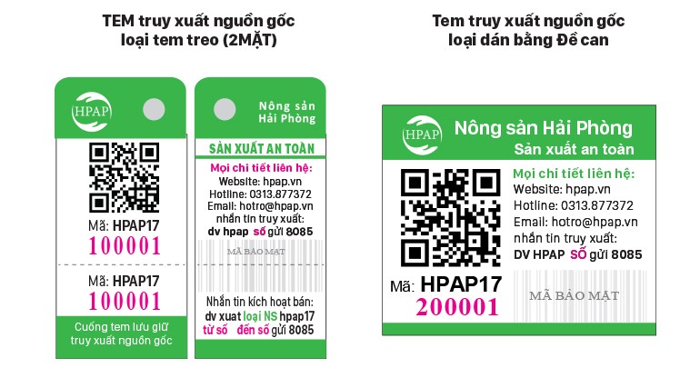 Hình ảnh mẫu tem truy xuất nguồn gốc sản phẩm