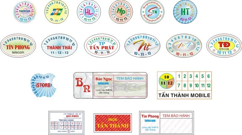 Mẫu tem bảo hành sản xuất tại Xưởng in Bách Vượng